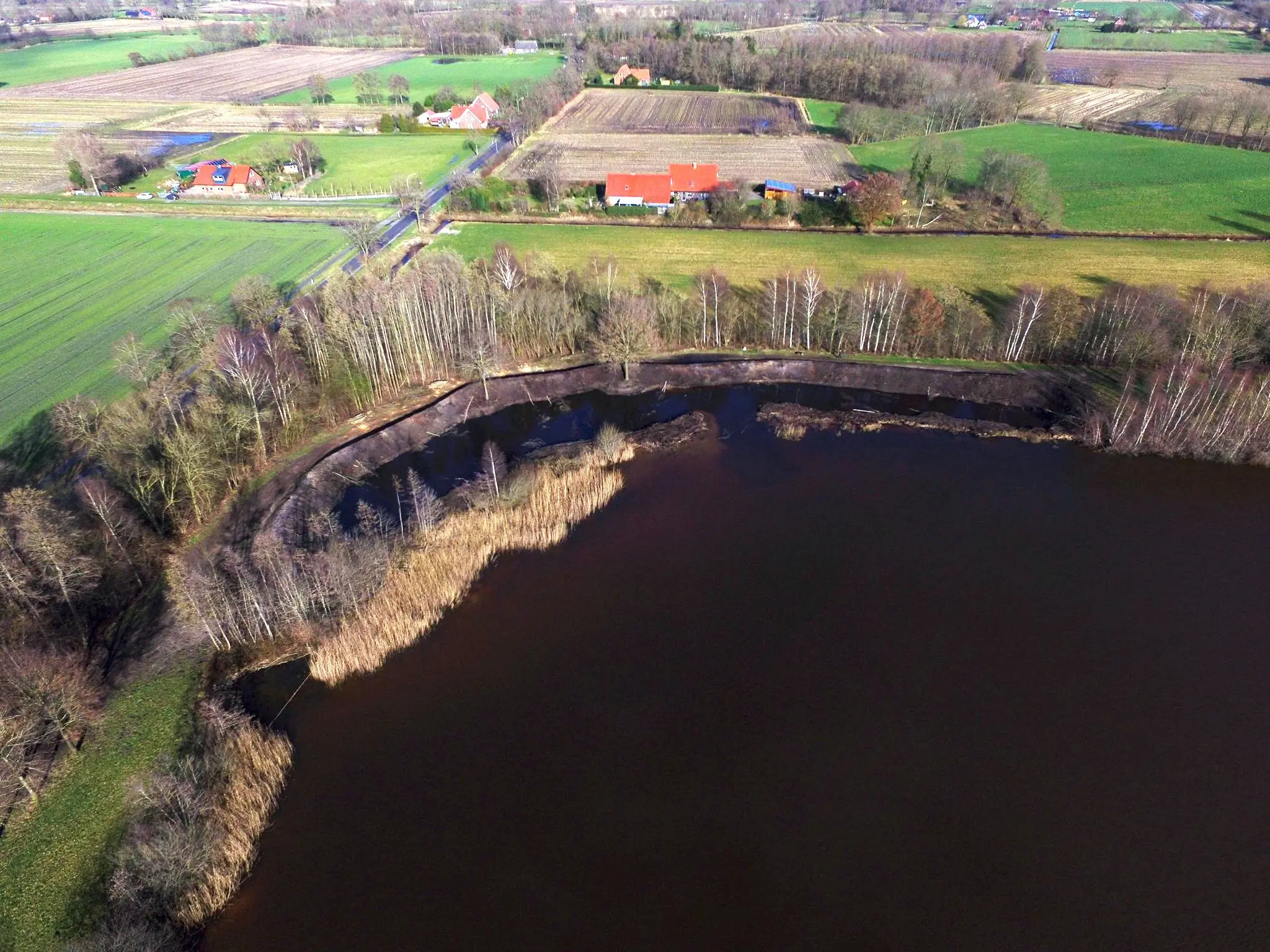 Drohnenaufnahme Angelsportverein Bockhorst, Flachwasserzone